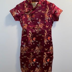 Red and gold oriental dress